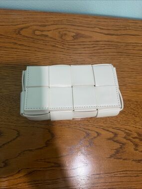 White Woven Leather Crossbody Bag